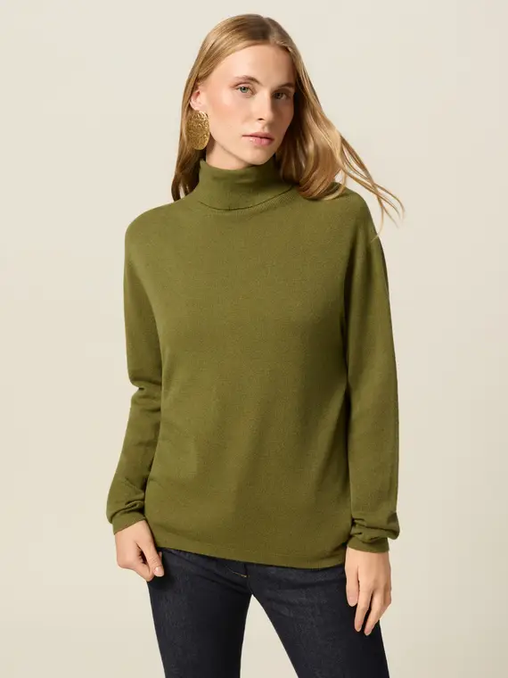 Dolcevita in maglia fine misto viscosa Donna, Verde
