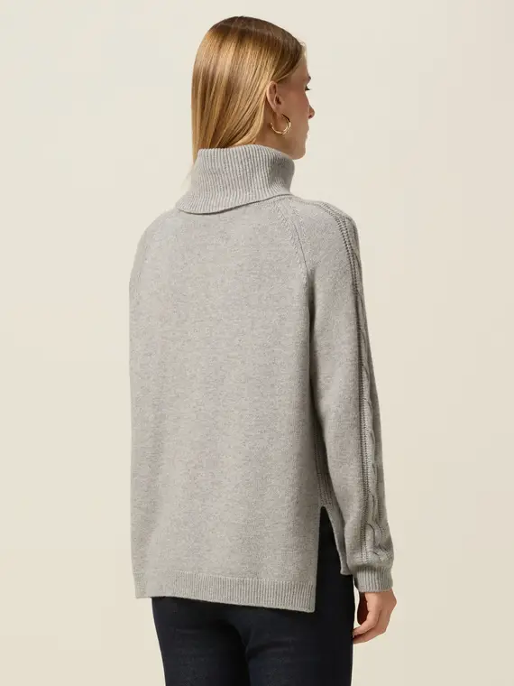 Dolcevita misto cashmere a trecce Donna, Grigio miniatura 2