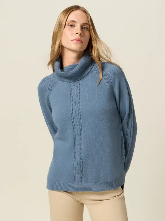Dolcevita misto cashmere a trecce Donna