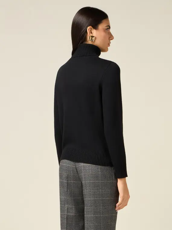 Dolcevita misto cashmere con cristalli Donna, Nero miniatura 2