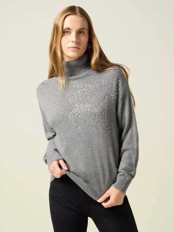 Dolcevita misto cashmere con strass Donna