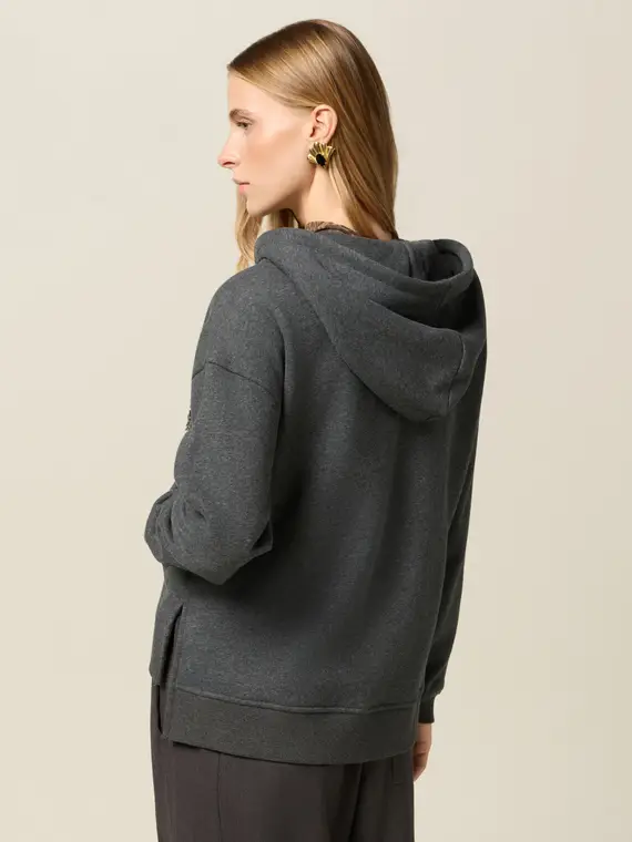 Felpa aperta con applicazione floreale Donna miniatura 2