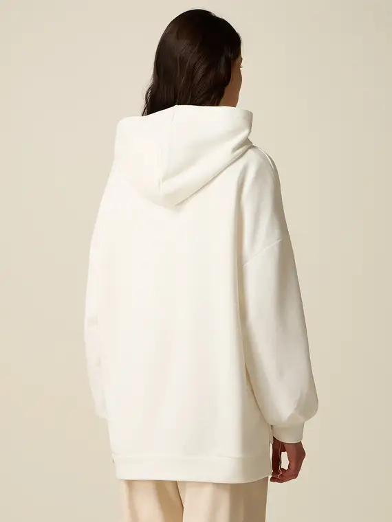 Felpa con cappuccio e applicazioni Donna, Bianco miniatura 2