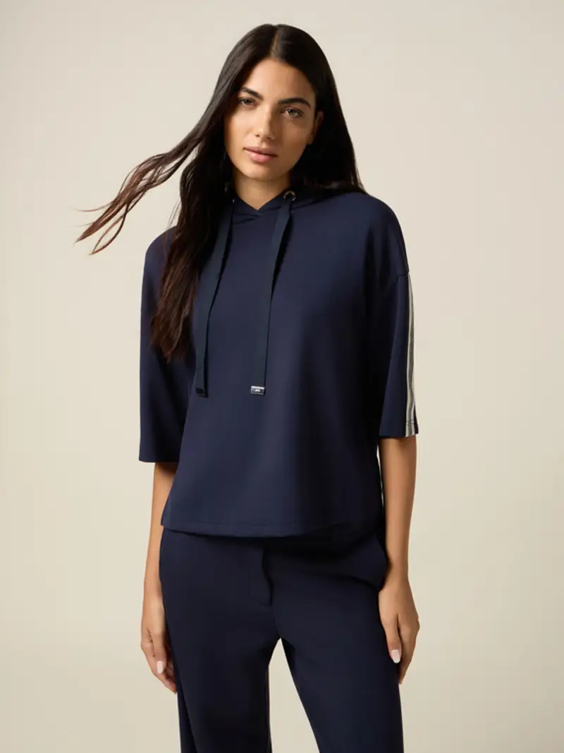 Felpa maniche corte con cappuccio Donna