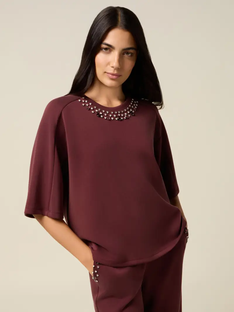 Oltre - Felpa over con castoni Donna, Taglia: L