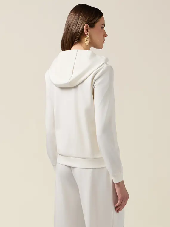 Felpa soft touch con cappuccio Donna, Bianco miniatura 2