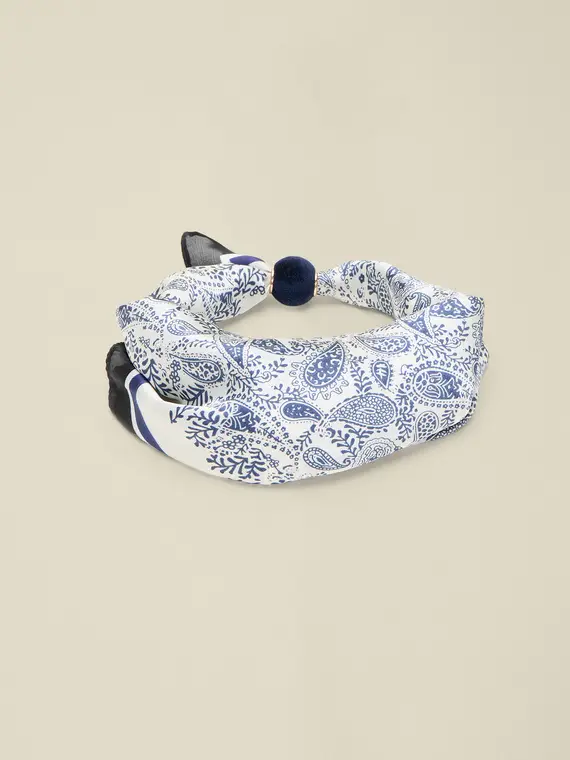 Foulard fantasia con chiusura rigida Donna, Blu miniatura 2