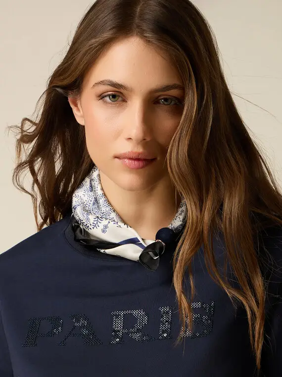 Foulard fantasia con chiusura rigida Donna, Blu