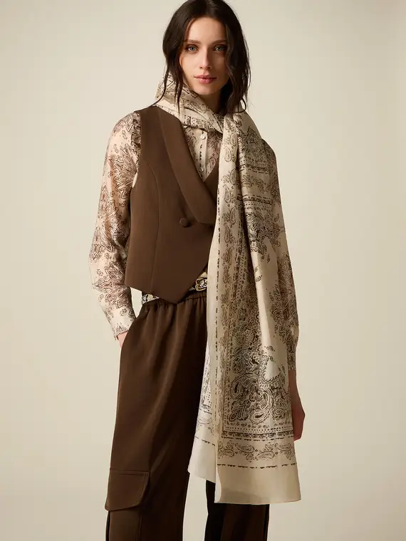 Foulard fantasia Donna, Beige