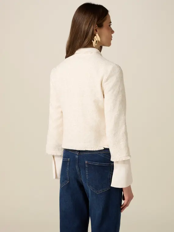 Giacca corta con paillettes Donna, Bianco miniatura 2