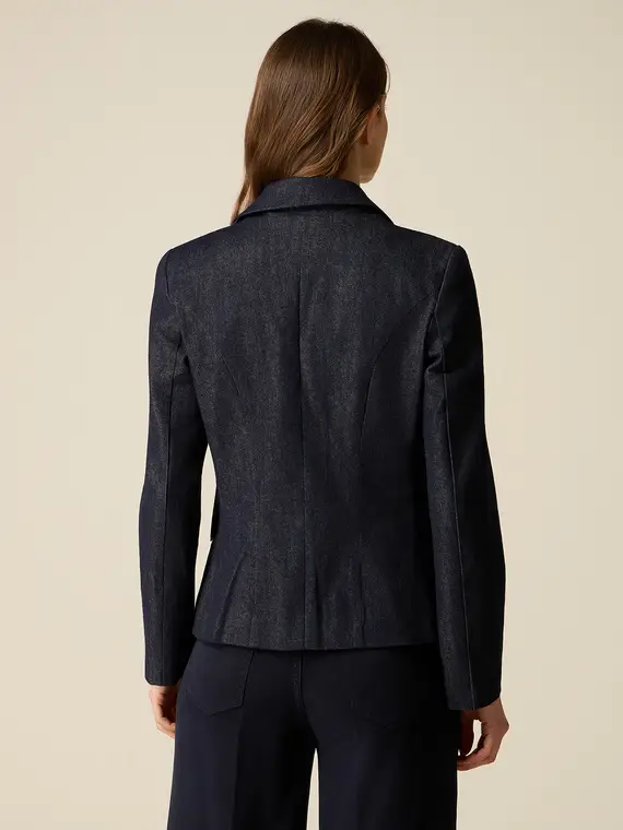 Giacca doppiopetto in denim Donna, Blu miniatura 2