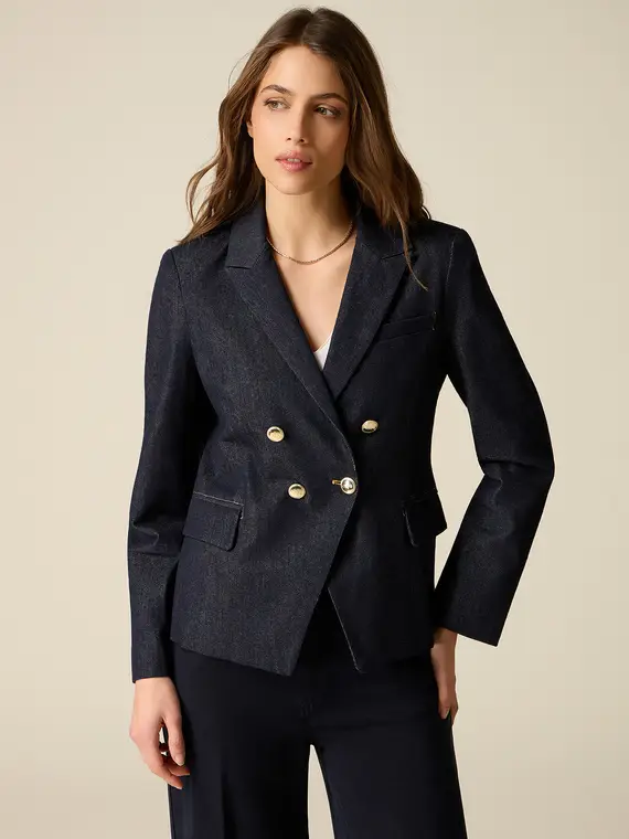 Giacca doppiopetto in denim Donna, Blu
