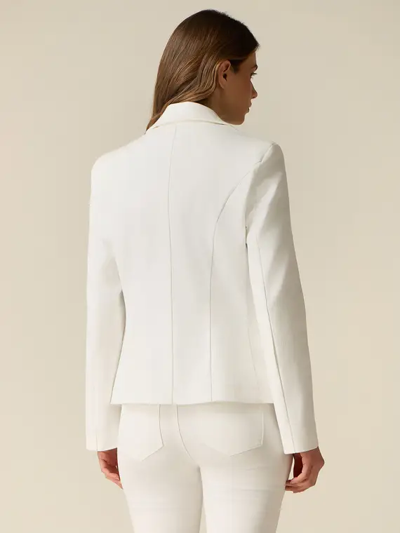 Giacca doppiopetto misto cotone Donna, Bianco miniatura 2