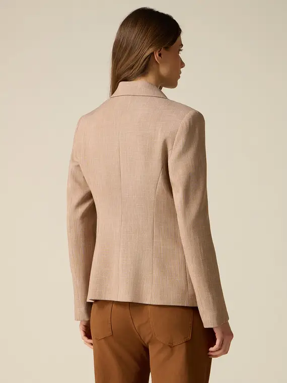 Giacca strutturata misto viscosa Donna, Beige miniatura 2