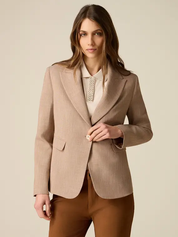 Giacca strutturata misto viscosa Donna, Beige