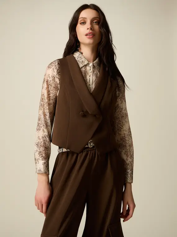 Gilet corto sartoriale Donna, Marrone