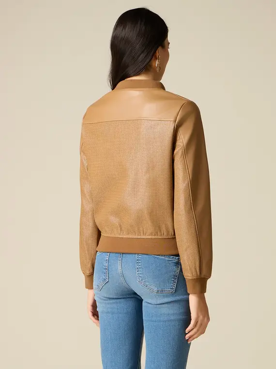 Giubbotto bomber traforato Donna, Beige miniatura 2