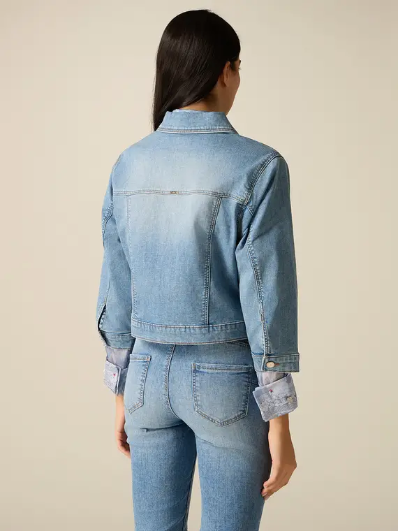 Giubbotto boxy in denim Donna, Azzurro miniatura 2