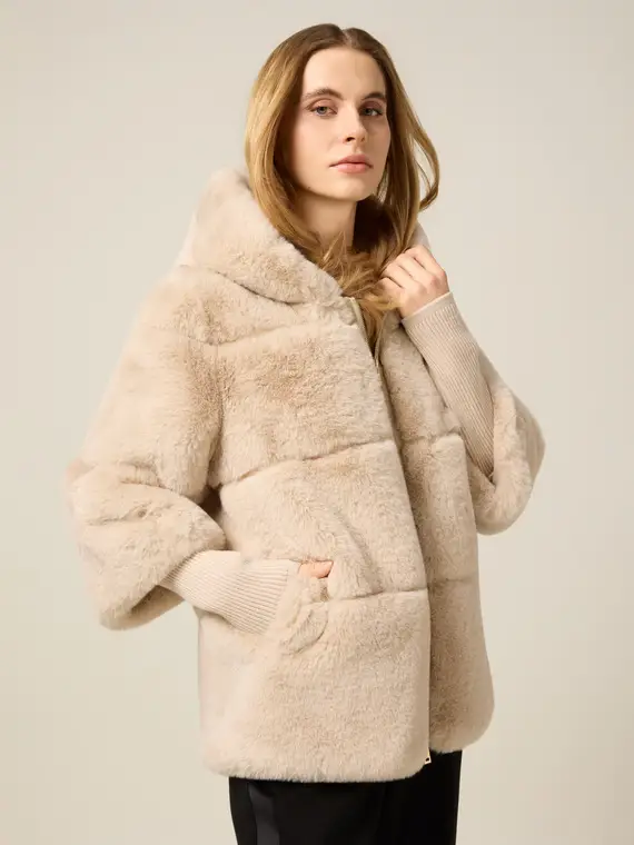 Giubbotto con cappuccio Donna, Beige
