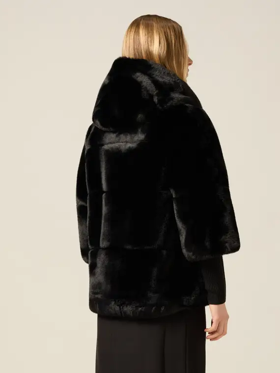 Giubbotto con cappuccio Donna, Nero miniatura 2