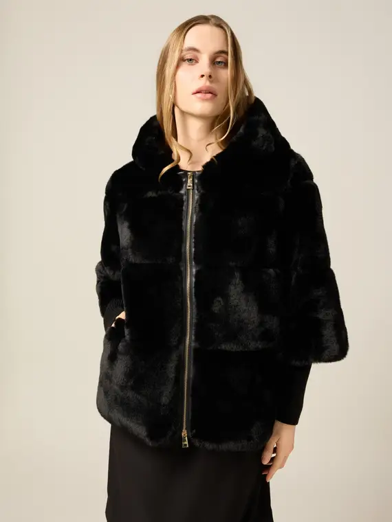 Giubbotto con cappuccio Donna, Nero