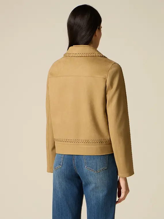 Giubbotto con dettaglio impunture Donna, Beige miniatura 2