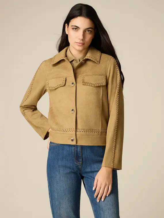 Giubbotto con dettaglio impunture Donna, Beige