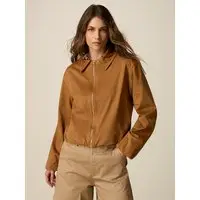 Giubbotto corto con zip Donna, Marrone miniatura 3