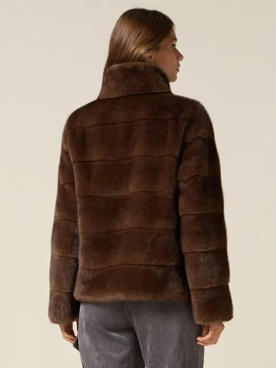 Giubbotto corto effetto peluche Donna, Marrone miniatura 2