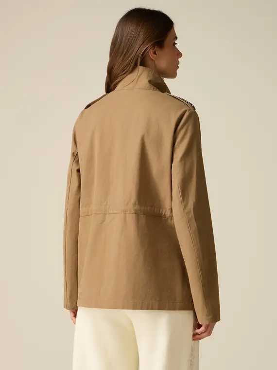 Giubbotto in cotone con dettaglio gioiello Donna, Marrone miniatura 2