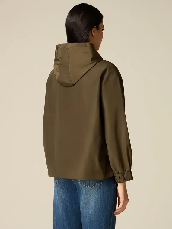 Giubbotto in nylon con dettaglio gioiello Donna, Verde militare miniatura 2