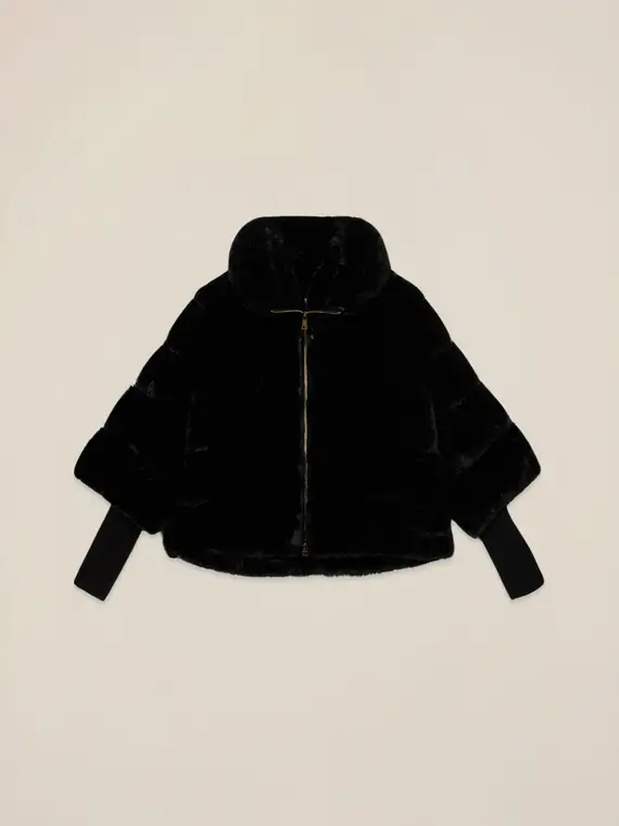 Giubbotto in tessuto peloso Donna, Nero