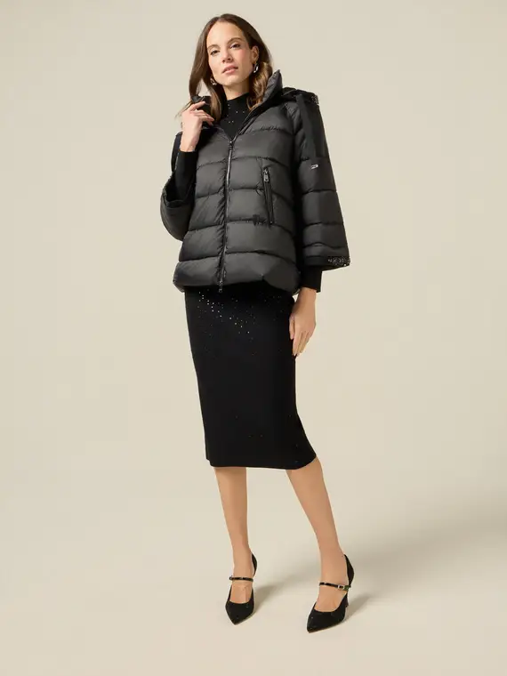 Gonna in maglia con cristalli Donna, Nero