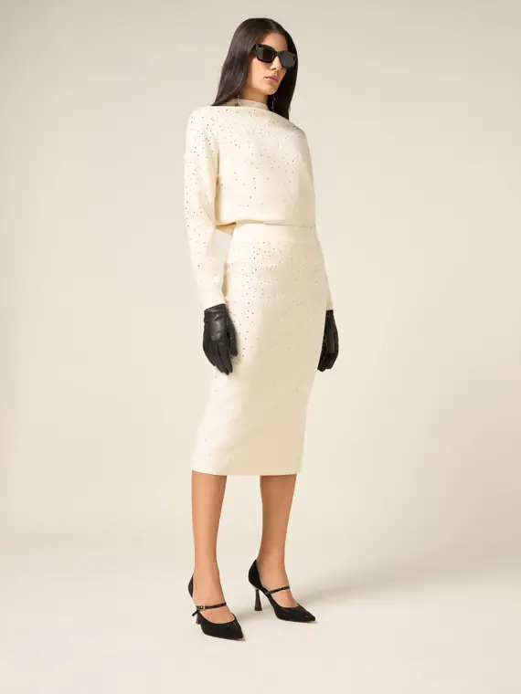 Gonna in maglia con cristalli Donna