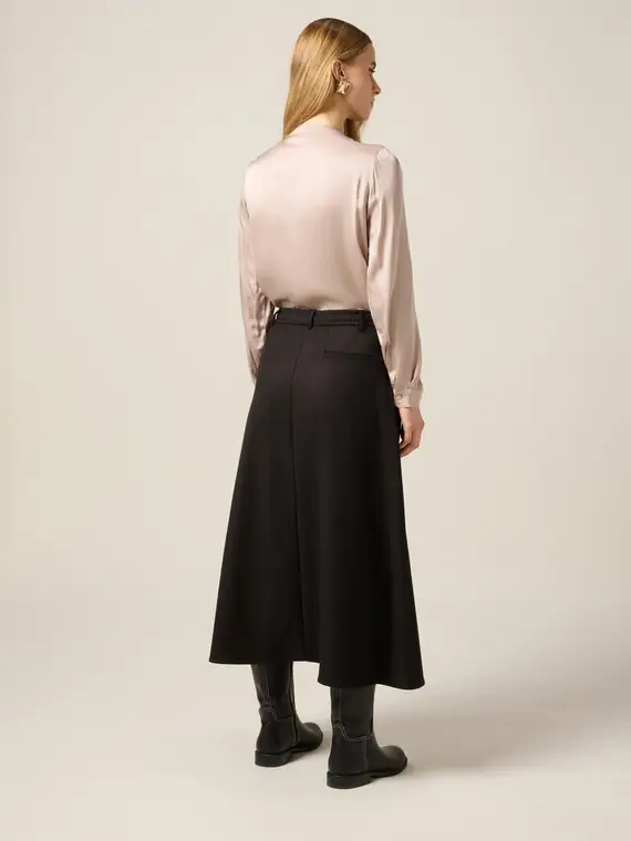 Gonna midi in flanella Donna, Nero miniatura 2