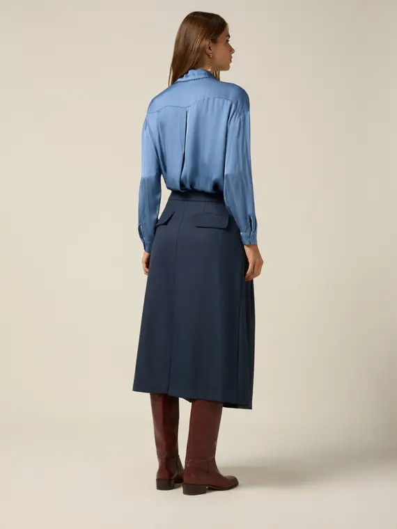 Gonna svasata midi Donna, Blu miniatura 2