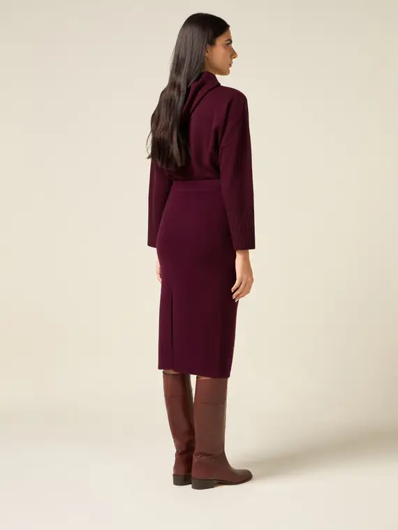 Gonna tubino in lana Donna, Bordeaux miniatura 2