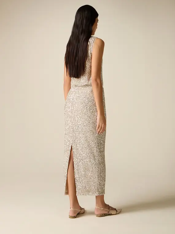 Gonna tubino in tulle con paillettes Donna miniatura 2