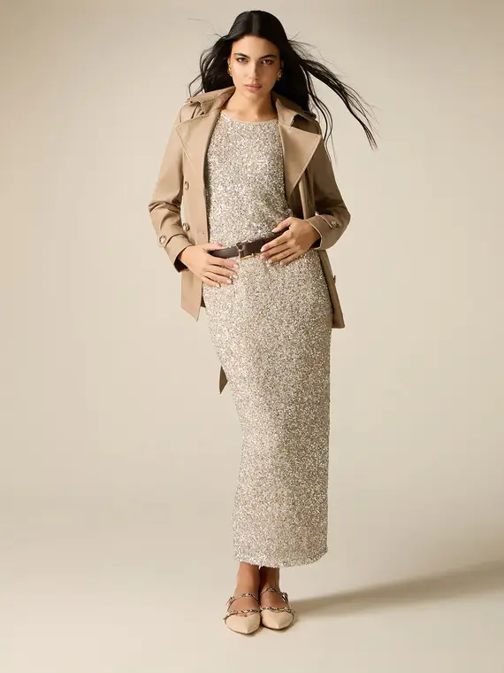 Gonna tubino in tulle con paillettes Donna