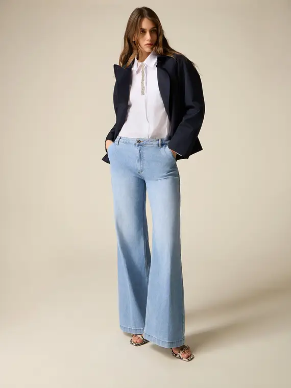 Jeans a palazzo Donna, Azzurro