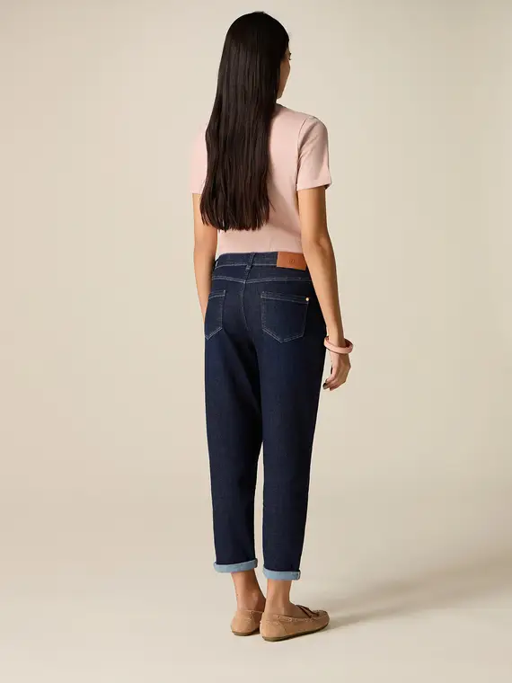 Jeans boyslim con risvolto Donna, Blu miniatura 2
