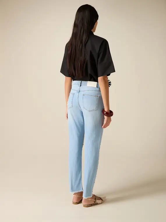 Jeans con strappi e castoni Donna, Azzurro miniatura 2