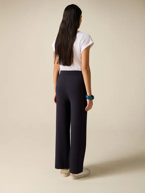 Joggers in maglia lurex Donna, Blu miniatura 2