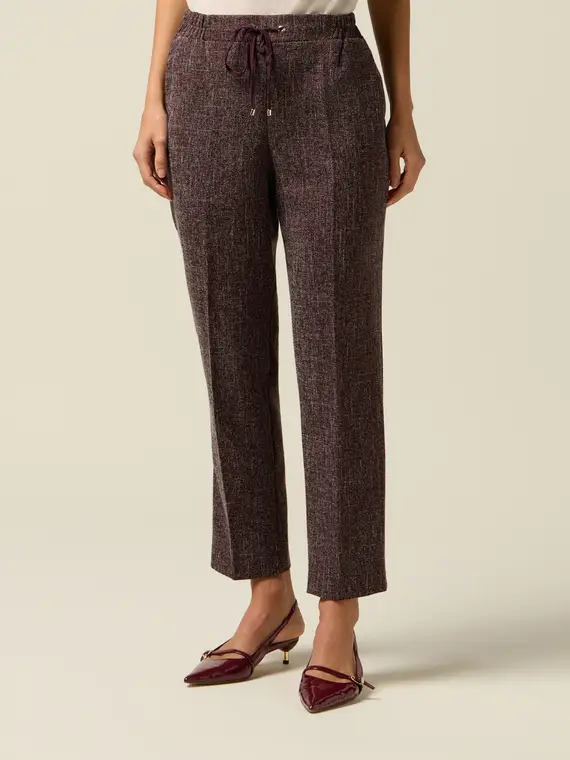 Joggers in tessuto mélange Donna, Bordeaux miniatura 2