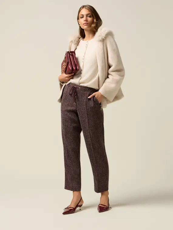 Joggers in tessuto mélange Donna, Bordeaux