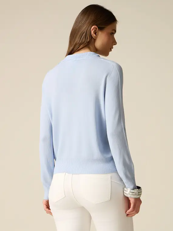 Maglia a polo con scollo a V Donna, Azzurro + miniatura 2