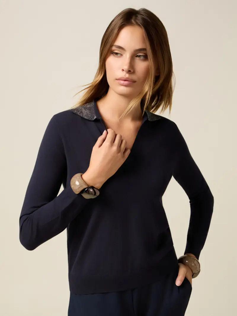 Oltre - Maglia con colletto decorato Donna, Taglia: S