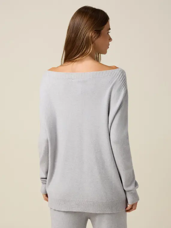 Maglia con scollatura a barchetta Donna, Grigio miniatura 2