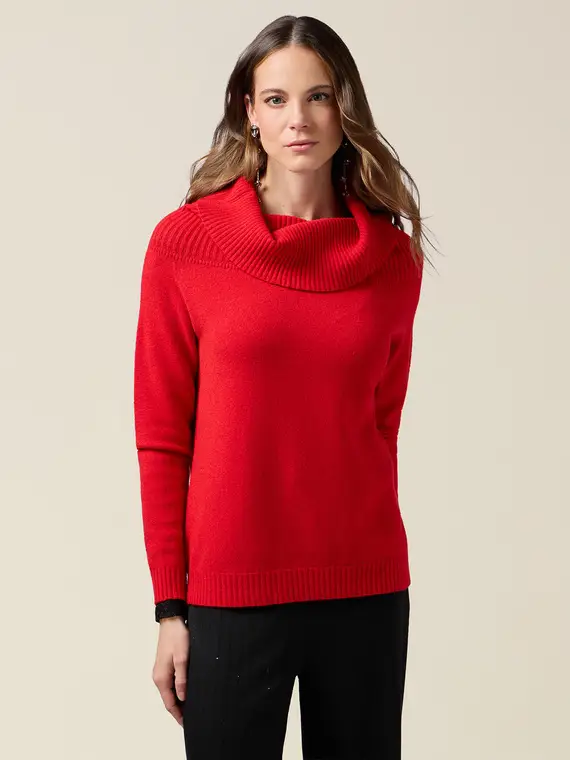 Maglia dolcevita con collo ad anello Donna, Rosso