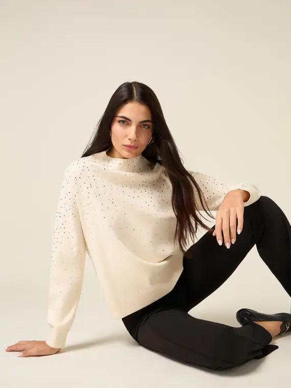 Maglia dolcevita con cristalli Donna